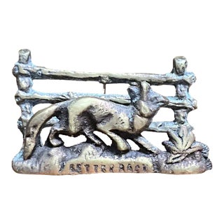 Vintage English Brass Fox Letter Rack For Sale