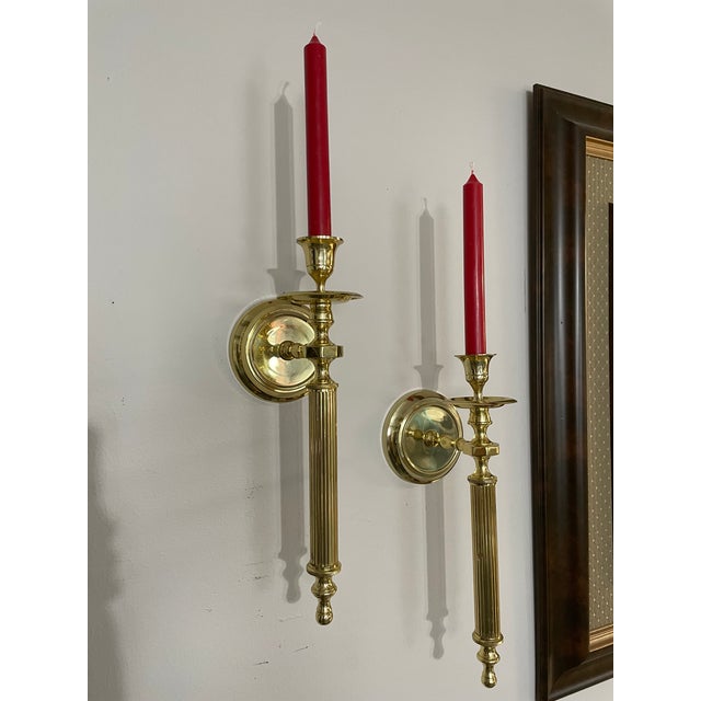 Vintage Brass Neoclassical Style Candle Wall Sconces - A Pair For Sale - Image 18 of 18