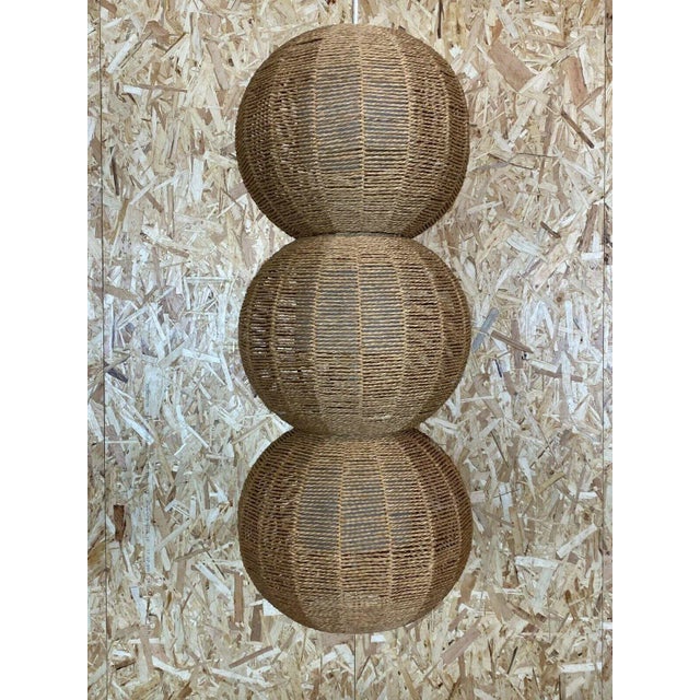 Textile Large Space Age Ball Lamp in Bast Braid, 1960s For Sale - Image 7 of 13