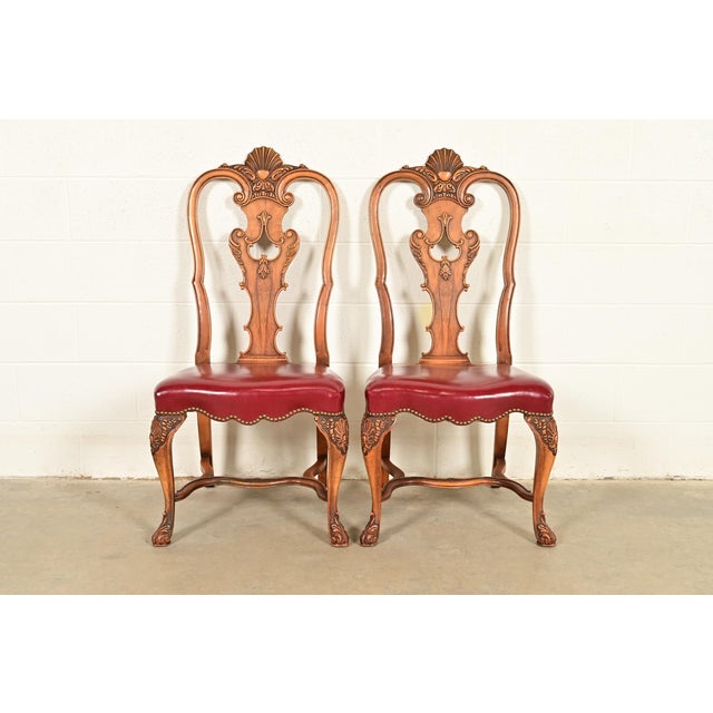 Berkey & Gay Antique Georgian Burled Walnut Side Chairs or Dining Chairs, Pair For Sale - Image 13 of 13