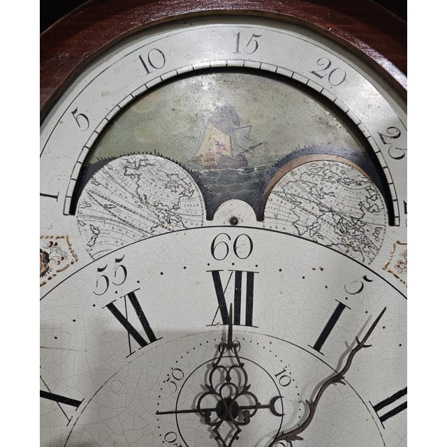 Antique Early 19 C New England Roxbury Style Tall Case Clock Wilson Dial For Sale - Image 10 of 15