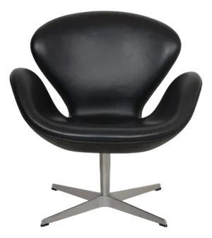 Swan Chair in Black Aura Leather by Arne Jacobsen, 2006