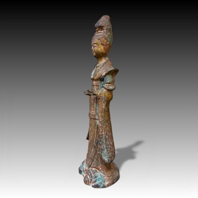 Chinese Chinese Gilt Bronze Figure, Possibly Daoist, 19th Century or Earlier, 16" Tall For Sale - Image 3 of 11