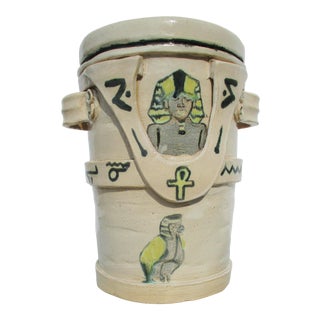 Ceramic Ice Bucket in Egypto-Hollywood Vintage 70s' For Sale