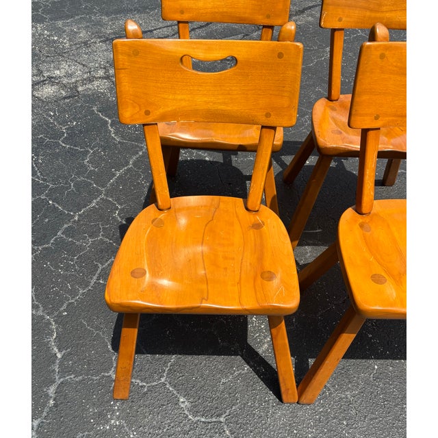Brown 1950s Set of 4 Cushman Colonial Creations Solid Maple Dining Chairs For Sale - Image 8 of 12