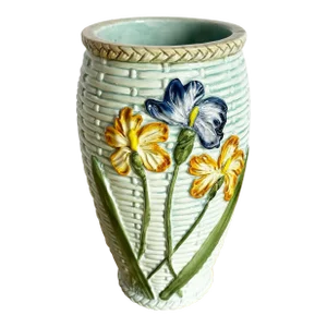 Vintage Italian Hand Painted Floral Ceramic Vase
