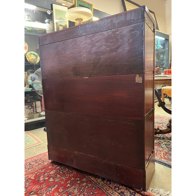 American Antique 3 Stack Oak Barrister Bookcase With Drawer by the Globe Wernicke Co. For Sale - Image 3 of 12