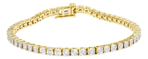 10K Yellow Gold Plated .925 Sterling Silver 1.0 Cttw Miracle-Set Diamond Round Faceted Bezel Tennis Bracelet - 9"