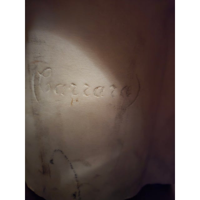 French 19th Century Italian Carrara Marble 29" Tall Marie Antionette Bust For Sale - Image 3 of 9