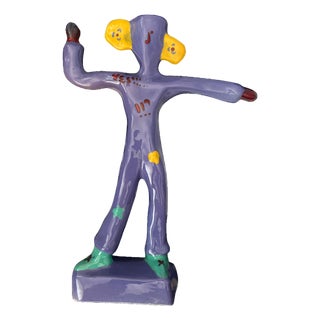 1987 Julie Sanders “Cyclamen” Dancing Candle Holder Sculpture – Memphis Style Pop Art For Sale