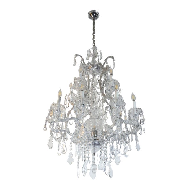 Mid 20th Century 15 Light Marie Therese Crystal Chandelier For Sale