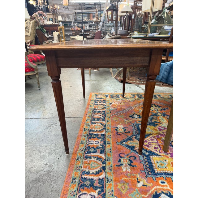 Wood Vintage Checkerboard Wood Inlay Game Table For Sale - Image 7 of 9