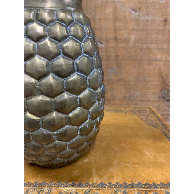 Hollywood Regency Vintage Brass Pineapple Vase For Sale - Image 3 of 5