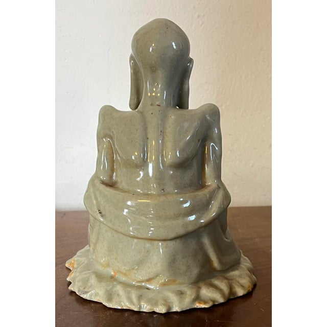 Antique 18th Century Chinese Monochrome Celadon Porcelain Figure of a Lohan or Immortal For Sale - Image 4 of 12