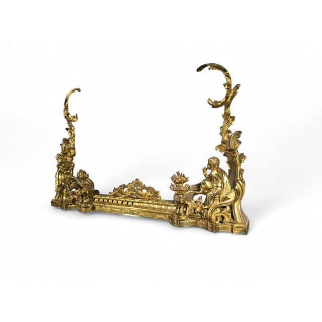 19th Century French Adjustable Gilt Bronze Fireplace Fender, 1860s For Sale - Image 6 of 15
