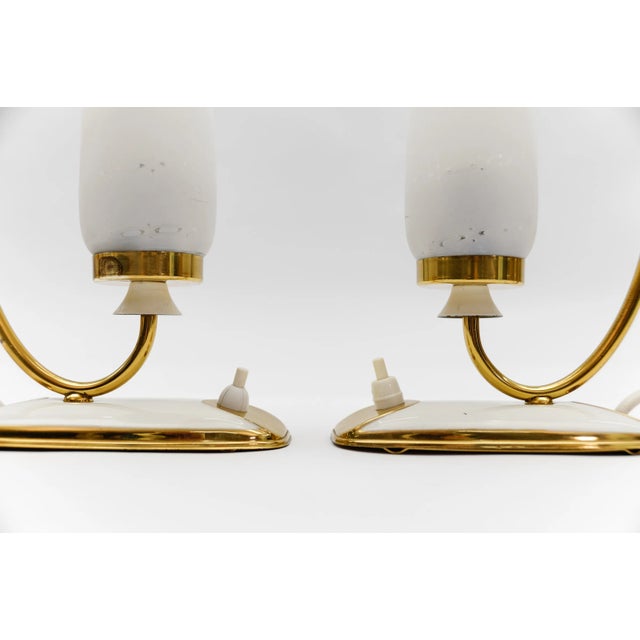 Mid-Century Modern Table Lamps in Brass and Glass, 1950s, Set of 2 For Sale - Image 11 of 12