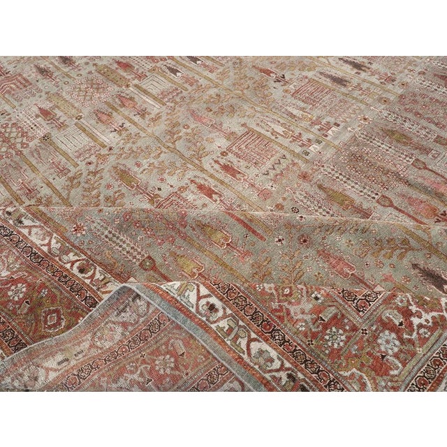 Persian Cypress Tree Slate Gray Antique Persian Bidjar rug no. 10967 For Sale - Image 3 of 4