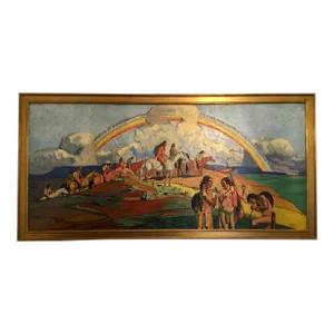 Monumental 1930 Wpa Mural Trew Hocker