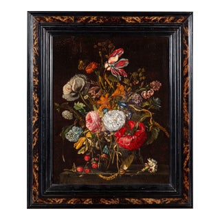 Peinture À l'Huile Sur Toile Ecole Flamande XVIIeme Siecle Nature Morte Au Bouquet De Fleurs For Sale