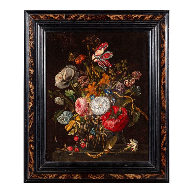 Peinture À l'Huile Sur Toile Ecole Flamande XVIIeme Siecle Nature Morte Au Bouquet De Fleurs For Sale