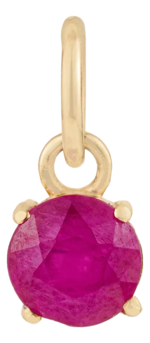 Brilliant Cut Ruby Solitaire Pendant in 14k Yellow Gold
