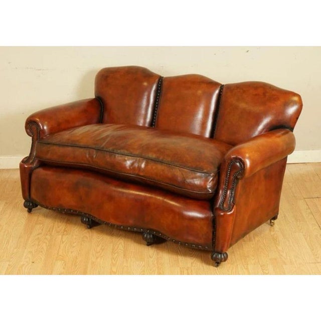 Antique Edwardian Hand Dyed Whisky Brown Sofa, 1890s For Sale - Image 3 of 13