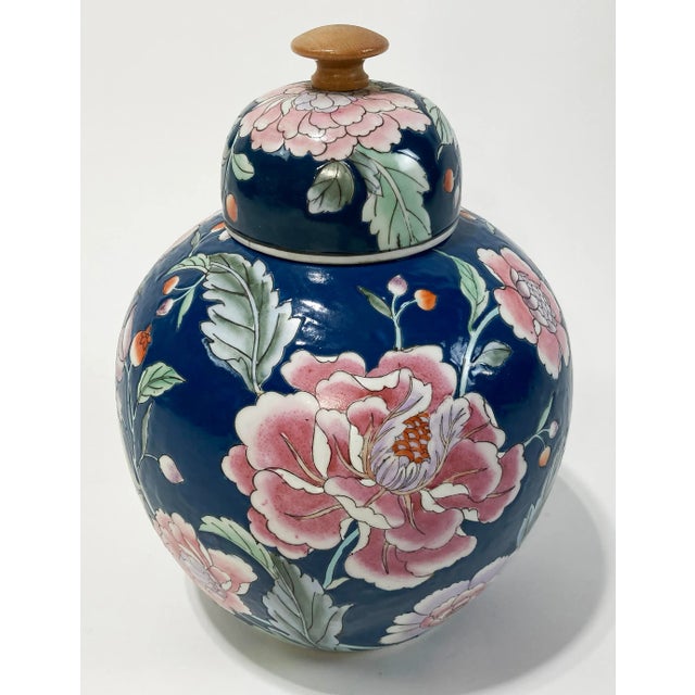 Traditional Colorful Floral Lidded Ginger Jar For Sale - Image 3 of 3