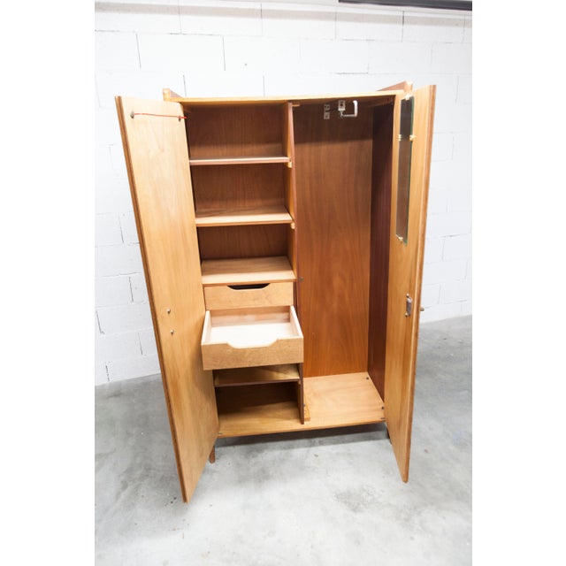 Mid-Century Modern Oak Veneer Wardrobe with Doors and Drawers, 1950s For Sale - Image 15 of 18