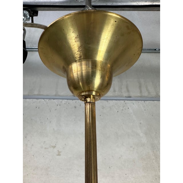 Art Deco Pendant Light in Marbled Rose Opaline and Brass, 1930s For Sale - Image 3 of 14