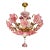 1980s Italian Pink Murano Style Glass Floral Chandelier – Hand-Painted Porcelain & Brass Ceiling Light For Sale