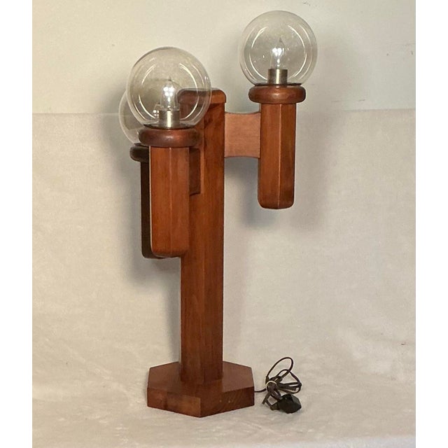 Mid-Century Modern solid wood (pine) with brass accents Cactus table lamp by Modeline of California designed by Charles...