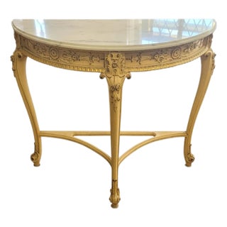 1940s Ornate Marble Top Credenza For Sale