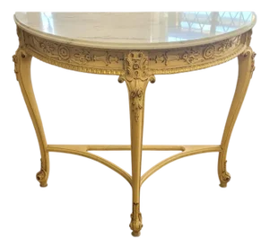 1940s Ornate Marble Top Credenza