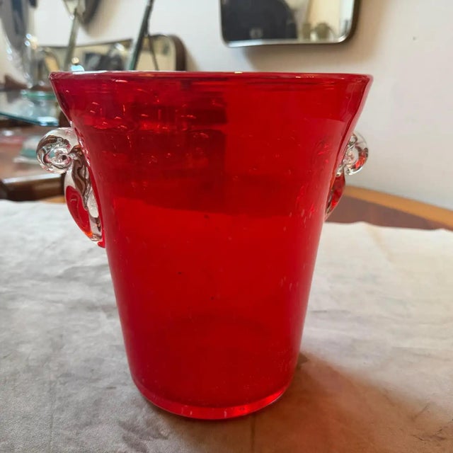 1970s Modern Red Murano Glass Wine Cooler, Hand-Crafted, Italy For Sale - Image 6 of 13