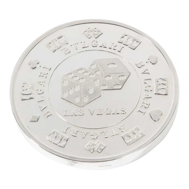 Vintage Bvlgari Sterling Silver Oversized "Vegas" Casino Paper Weight Coin For Sale