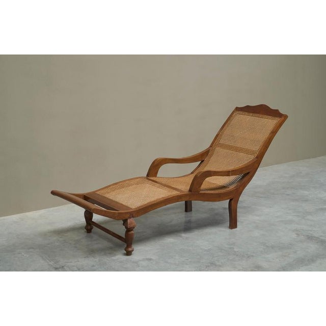 Sculptural Colonial Chaise Lounge in Wood and Webbing, 1930s For Sale - Image 4 of 15