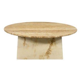Italian Geometric Travertine Coffee Table, 1970s For Sale