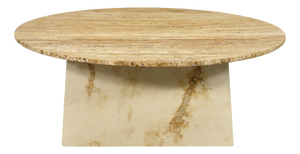 Italian Geometric Travertine Coffee Table, 1970s