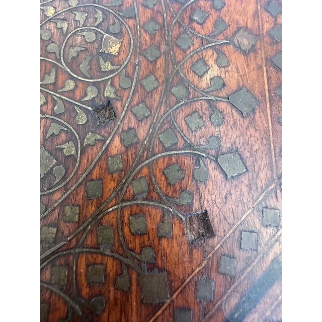 Wood Octagonal Vintage Inlaid Moroccan Side Table For Sale - Image 7 of 14