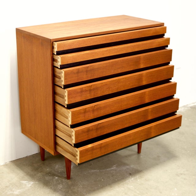 Brown Danish Teak 7 Drawer Dresser, Attributed to Kai Kristiansen for Schou Andersen For Sale - Image 8 of 14