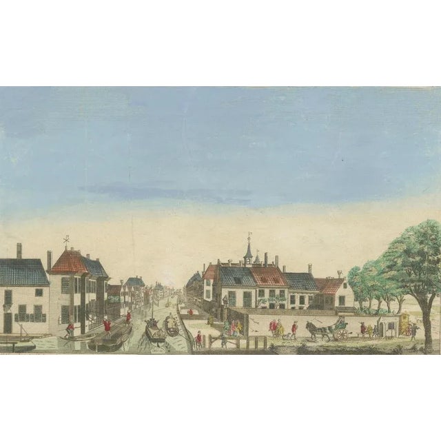 Basset, View of Delft Canal to The Hague, 1760s, Hand-Colored Optical Print For Sale - Image 5 of 11