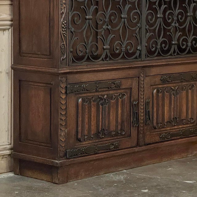 Coffee Antique French Gothic & Wrought Iron Bookcase ~ Bibliotheque From Toulouse For Sale - Image 8 of 18