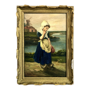Vintage Dutch Country Scene With Girl