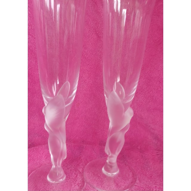 Waterford A Pair of Vintage Faberge "Kissing Doves "Champagne Flutes For Sale - Image 4 of 5