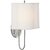 Barbara Barry for Visual Comfort Signature Simple Scallop Wall Sconce in Soft Silver with Linen Shade For Sale