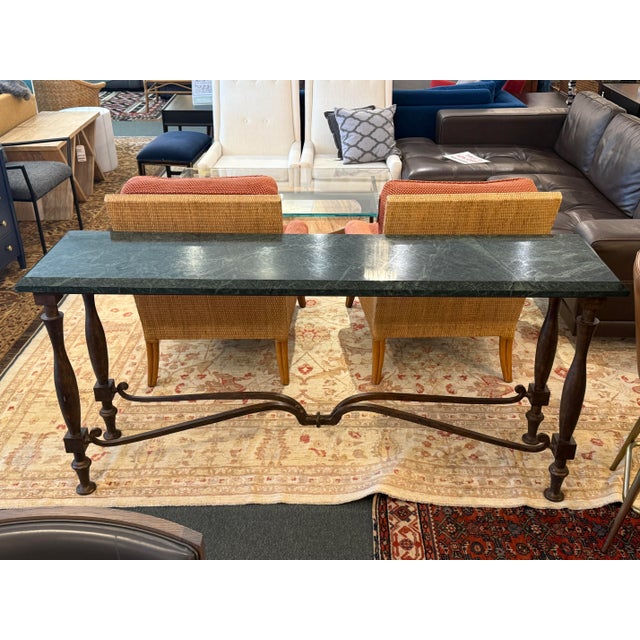 Design Plus Gallery presents an Empress Green Marble Console Table with a French Baroque Frame. This well made console...