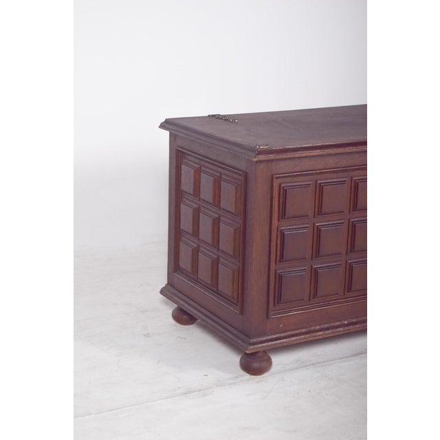 Vintage Portuguese Dark Wood Chest, 1920s For Sale - Image 3 of 11