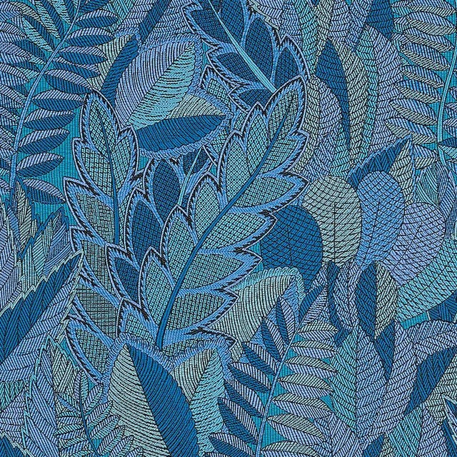 Sample - Schumacher Japura Forest Fabric in Blues For Sale
