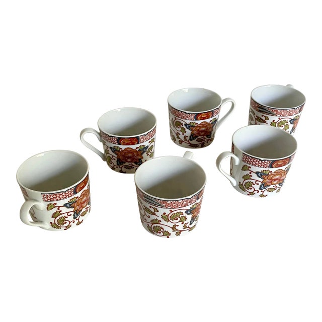 Mid 20th Century Georges Briard Peony Coffee/Tea Cups 1825 Japanese Reproduction- Set of 6 For Sale