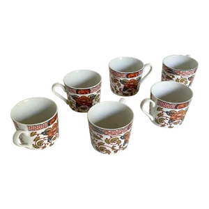 Mid 20th Century Georges Briard Peony Coffee/Tea Cups 1825 Japanese Reproduction- Set of 6